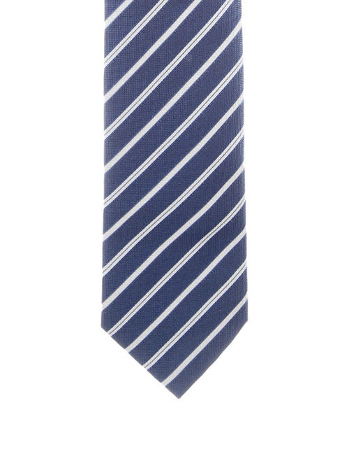 Brioni Striped Silk Tie blue