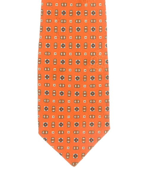 Brioni Silk Printed Tie orange