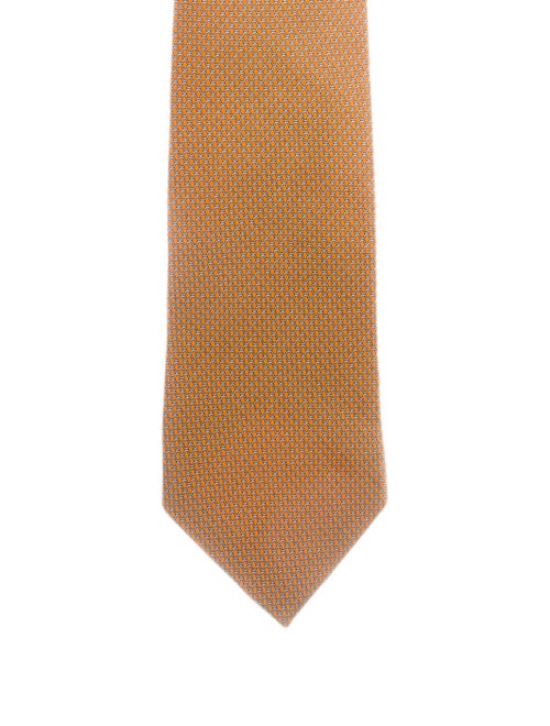 Brioni Printed Silk Tie orange