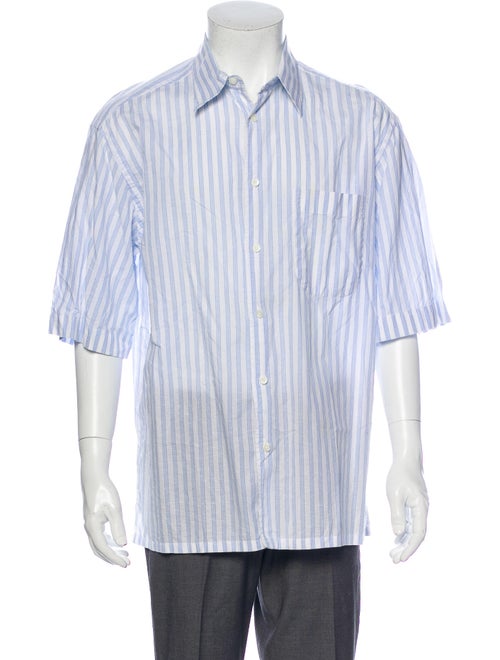 Brioni Striped Short Sleeve Shirt Blue