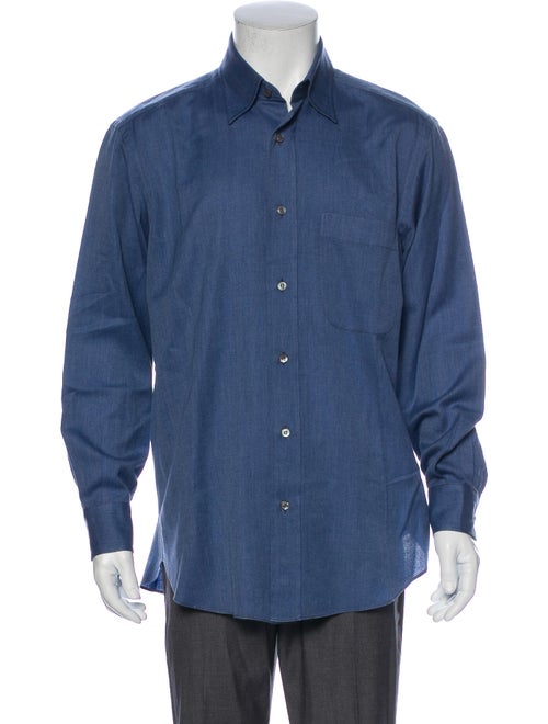 Brioni Long Sleeve Dress Shirt Blue