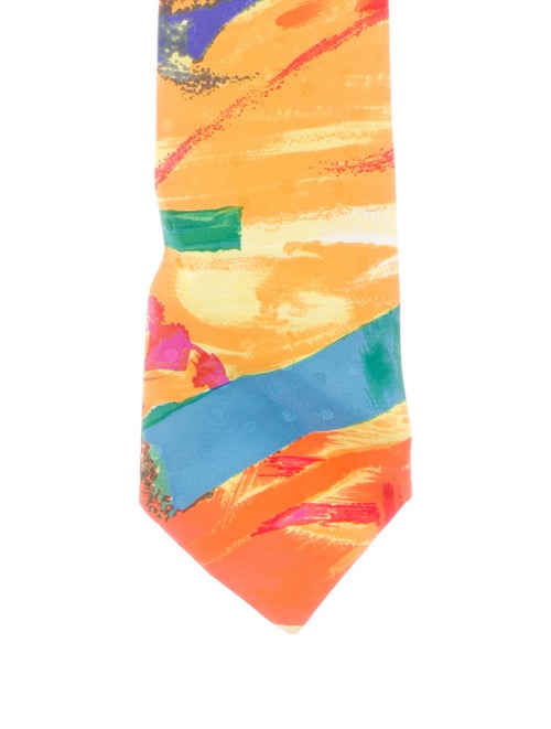 Brioni Printed Silk Tie orange