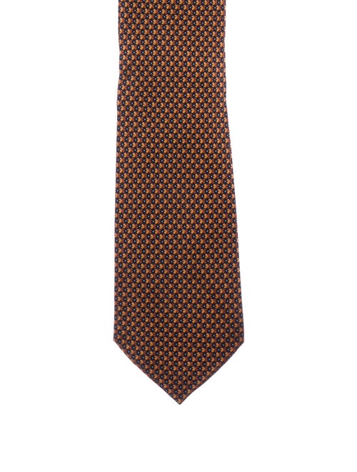 Brioni Pattern Silk Tie orange