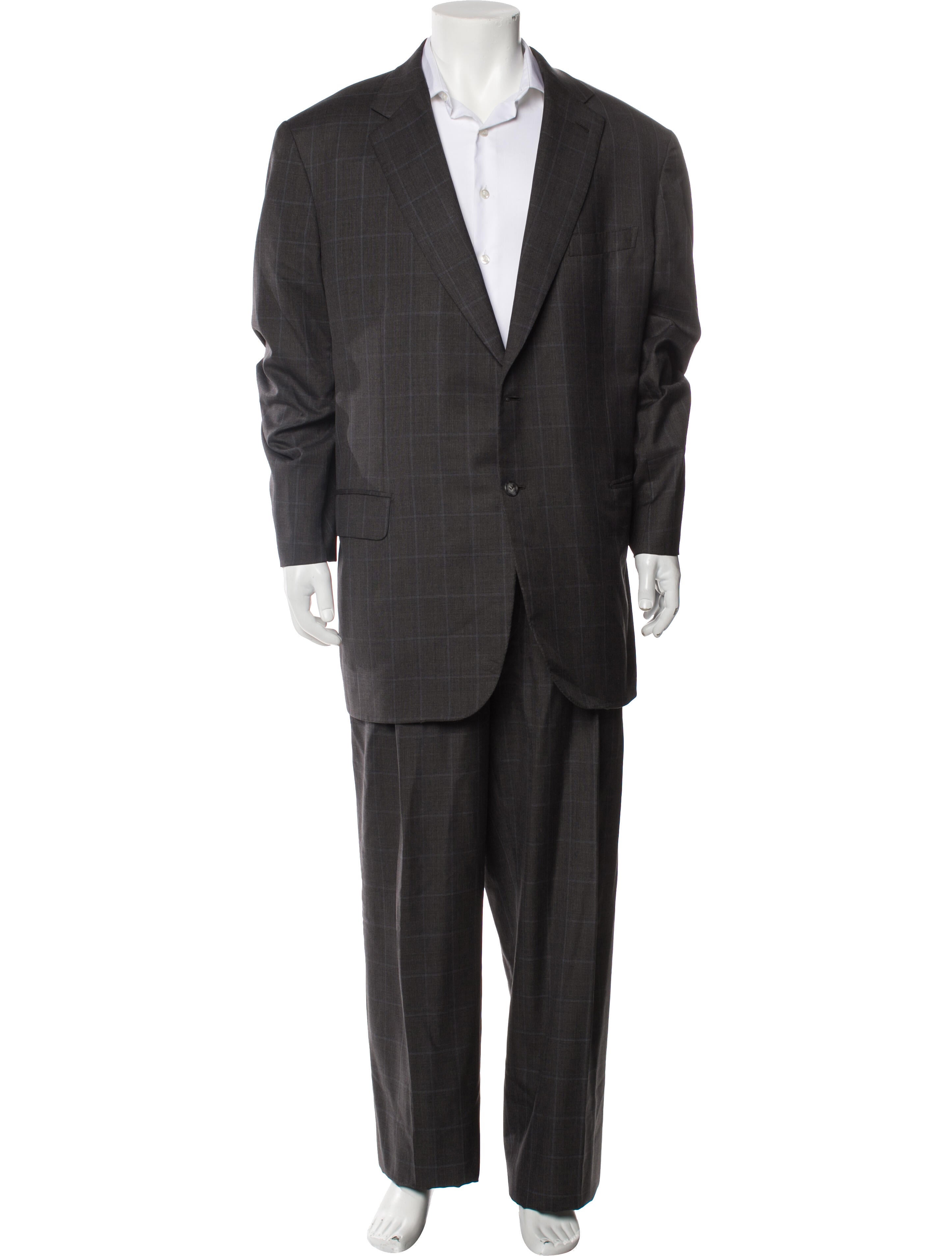 Brioni Wool Plaid Print Two-Piece Suit