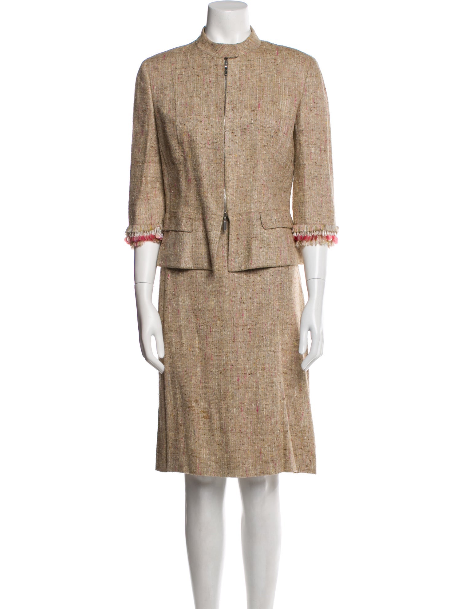 Brioni Silk Sequin Embellishments Skirt Suit