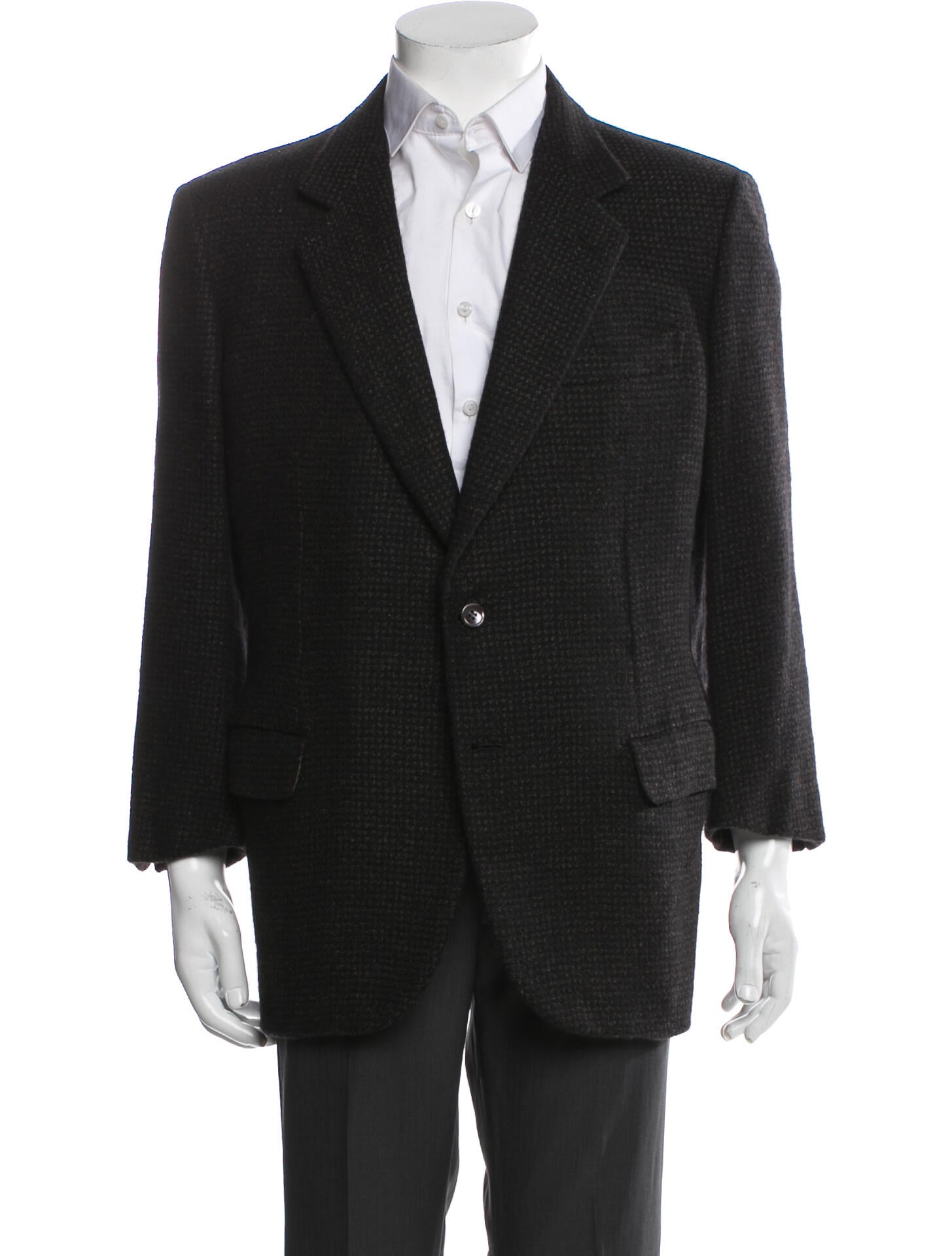 Brioni Cashmere Plaid Print Peacoat