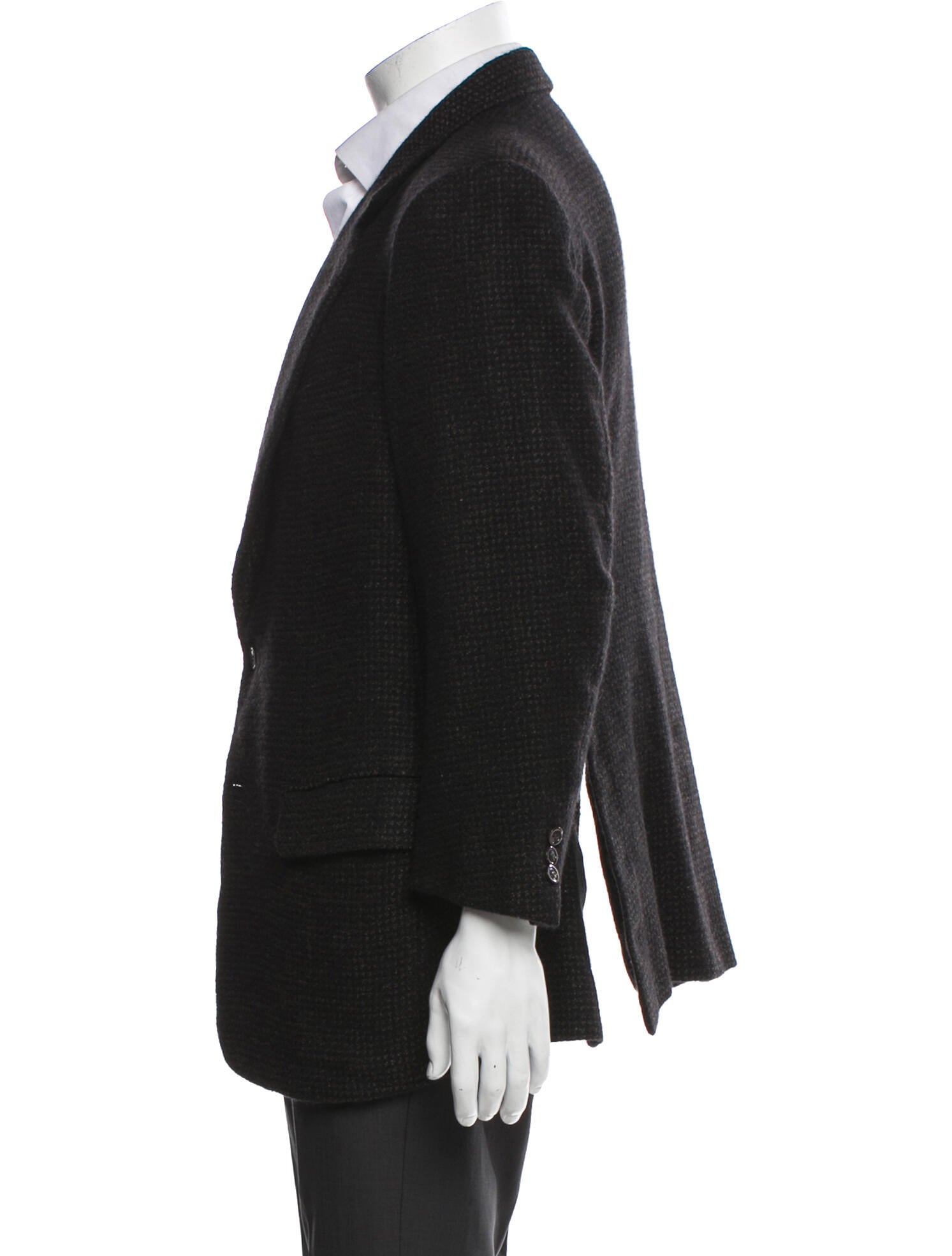 Brioni Cashmere Plaid Print Peacoat