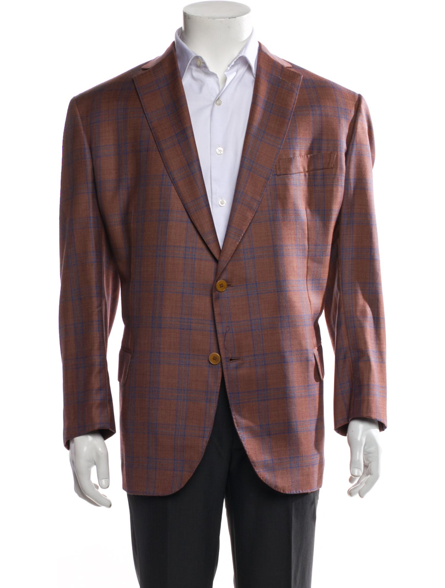 Brioni Virgin Wool Plaid Print Blazer