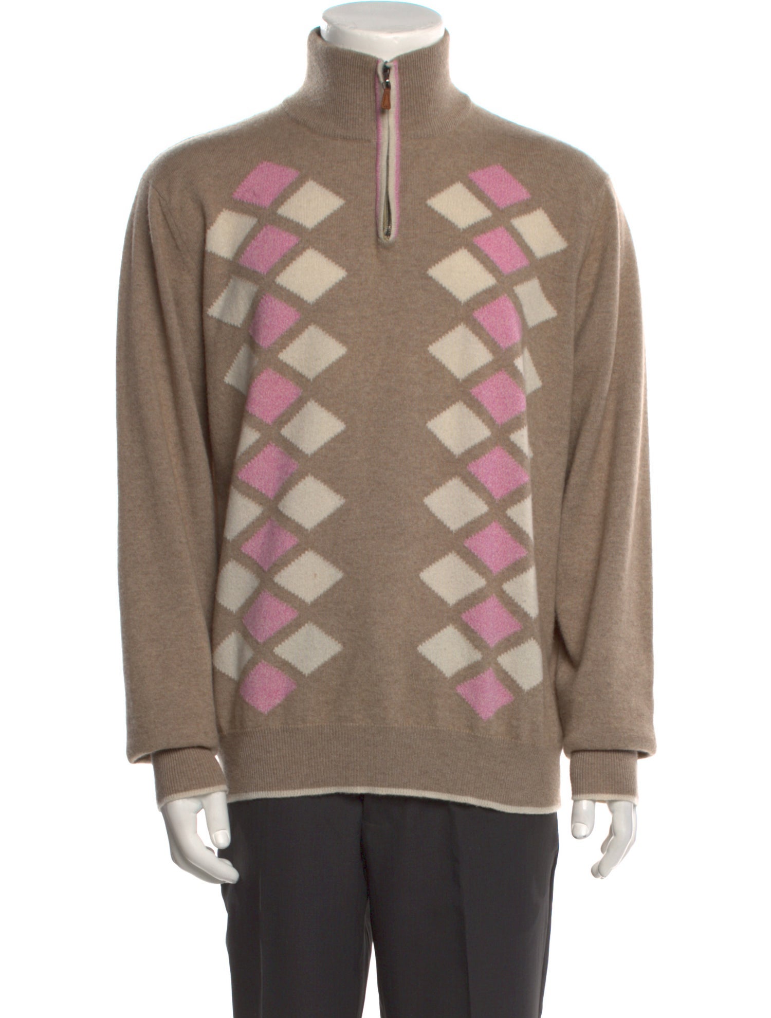 Brioni Cashmere Printed Polo Sweater