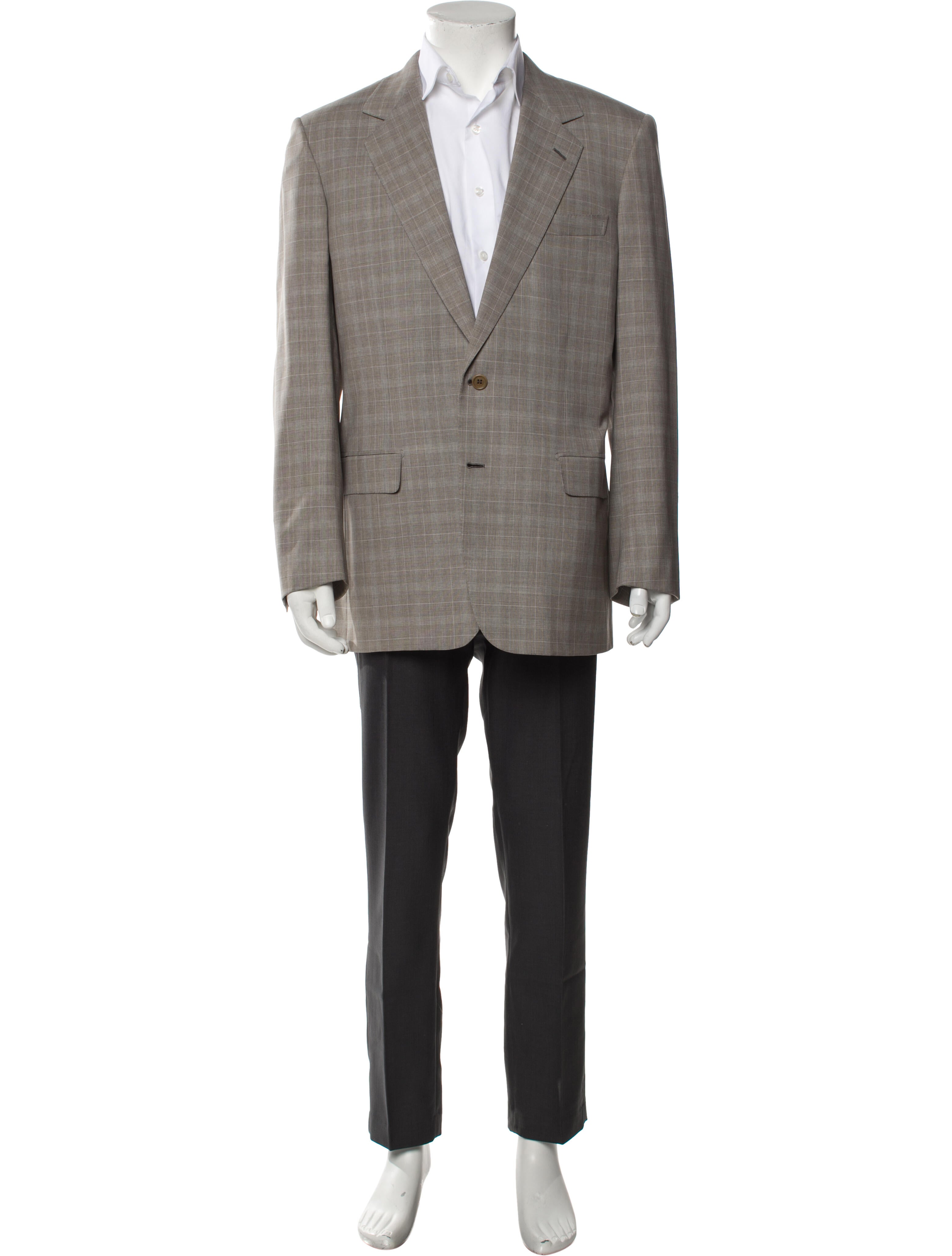 Brioni Wool Plaid Print Blazer