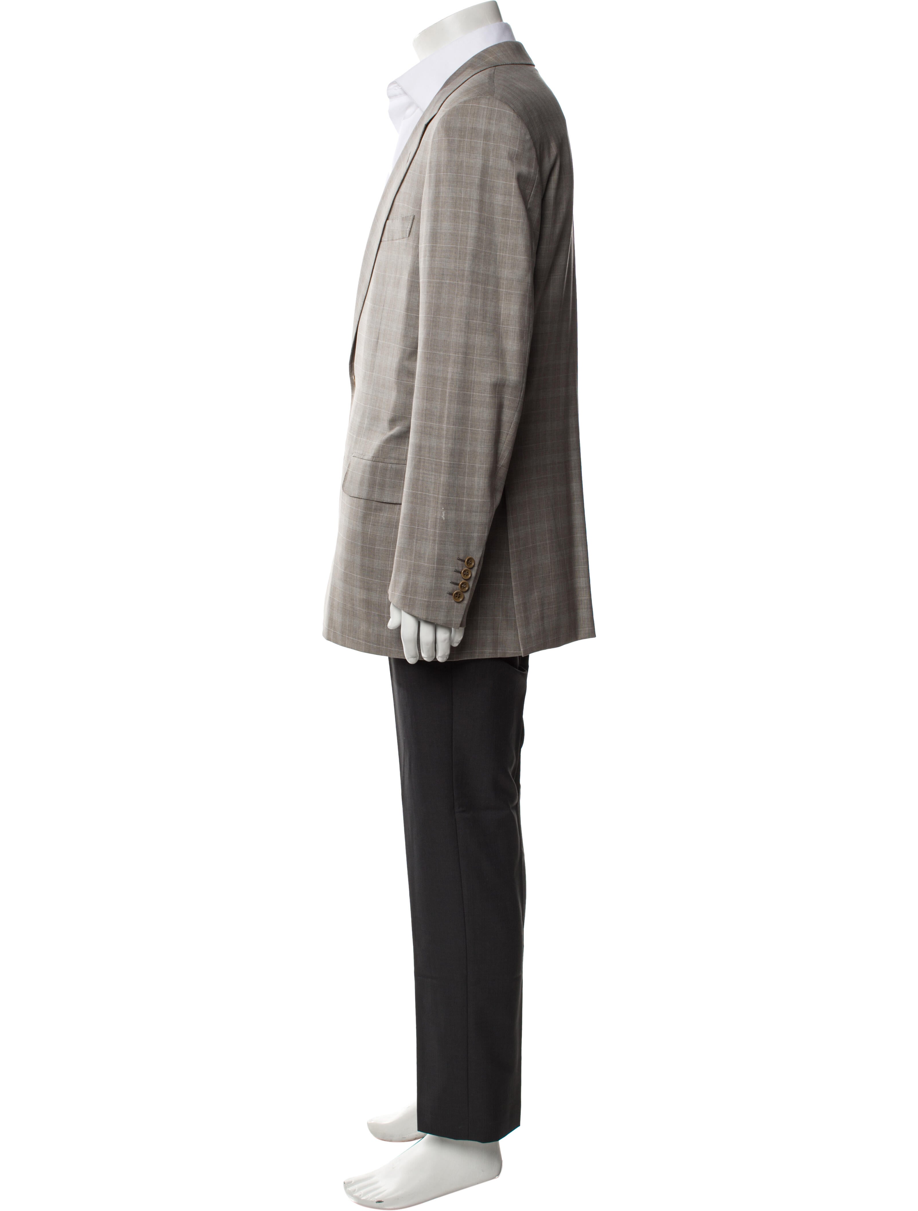 Brioni Wool Plaid Print Blazer