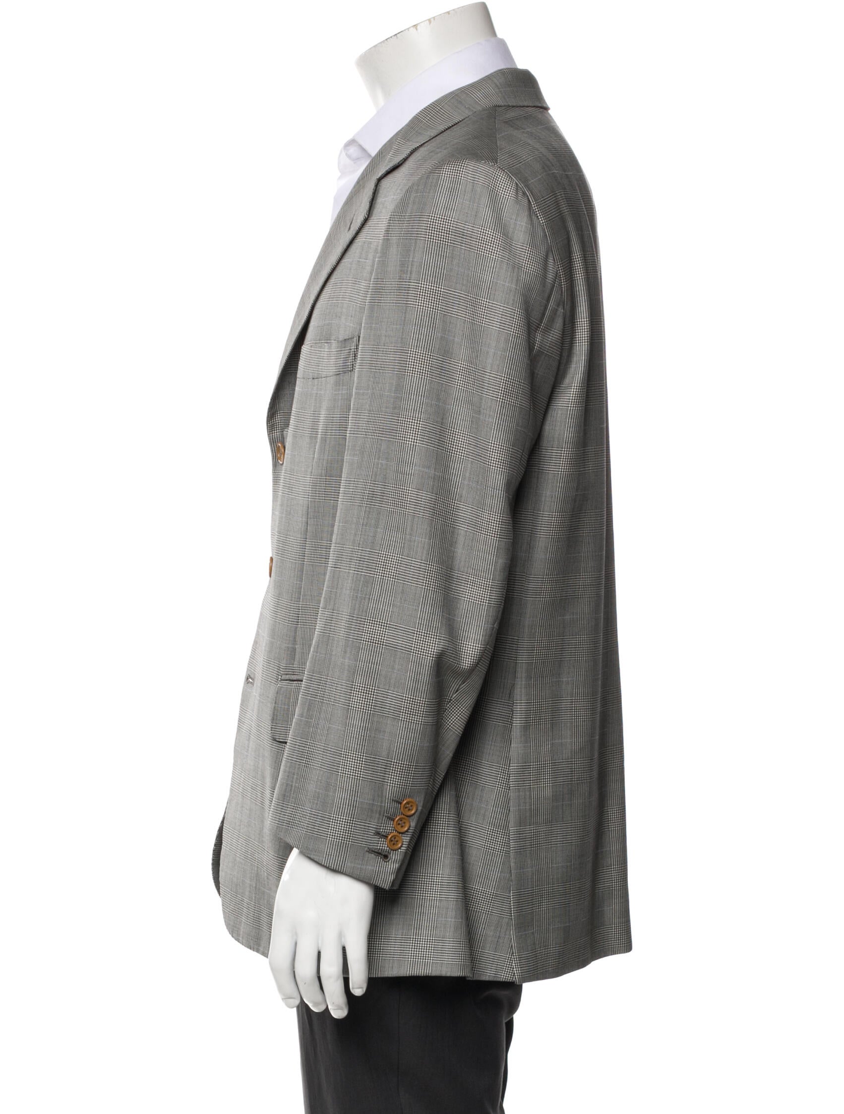 Brioni Wool Plaid Print Blazer