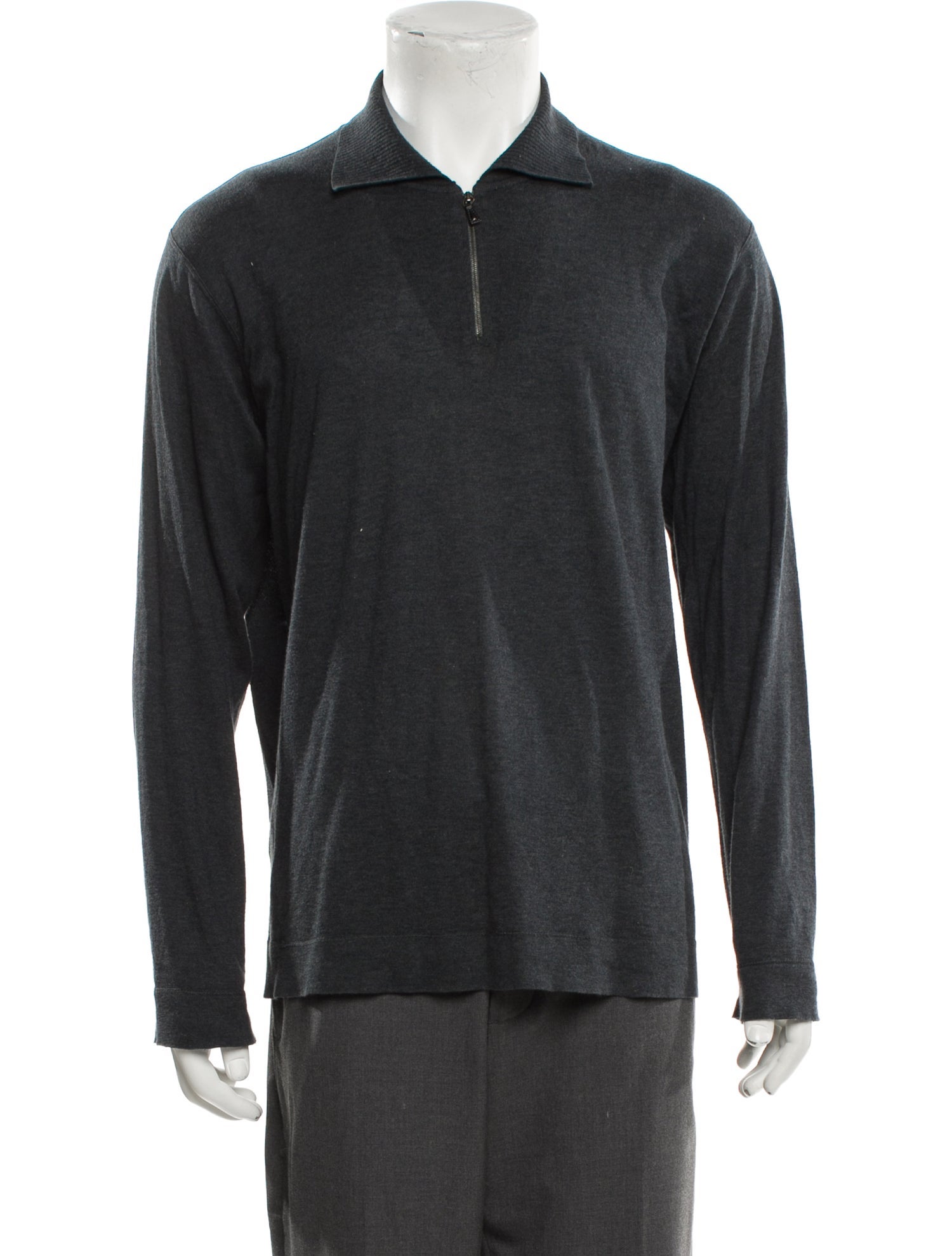Brioni Collar Long Sleeve Polo Sweater