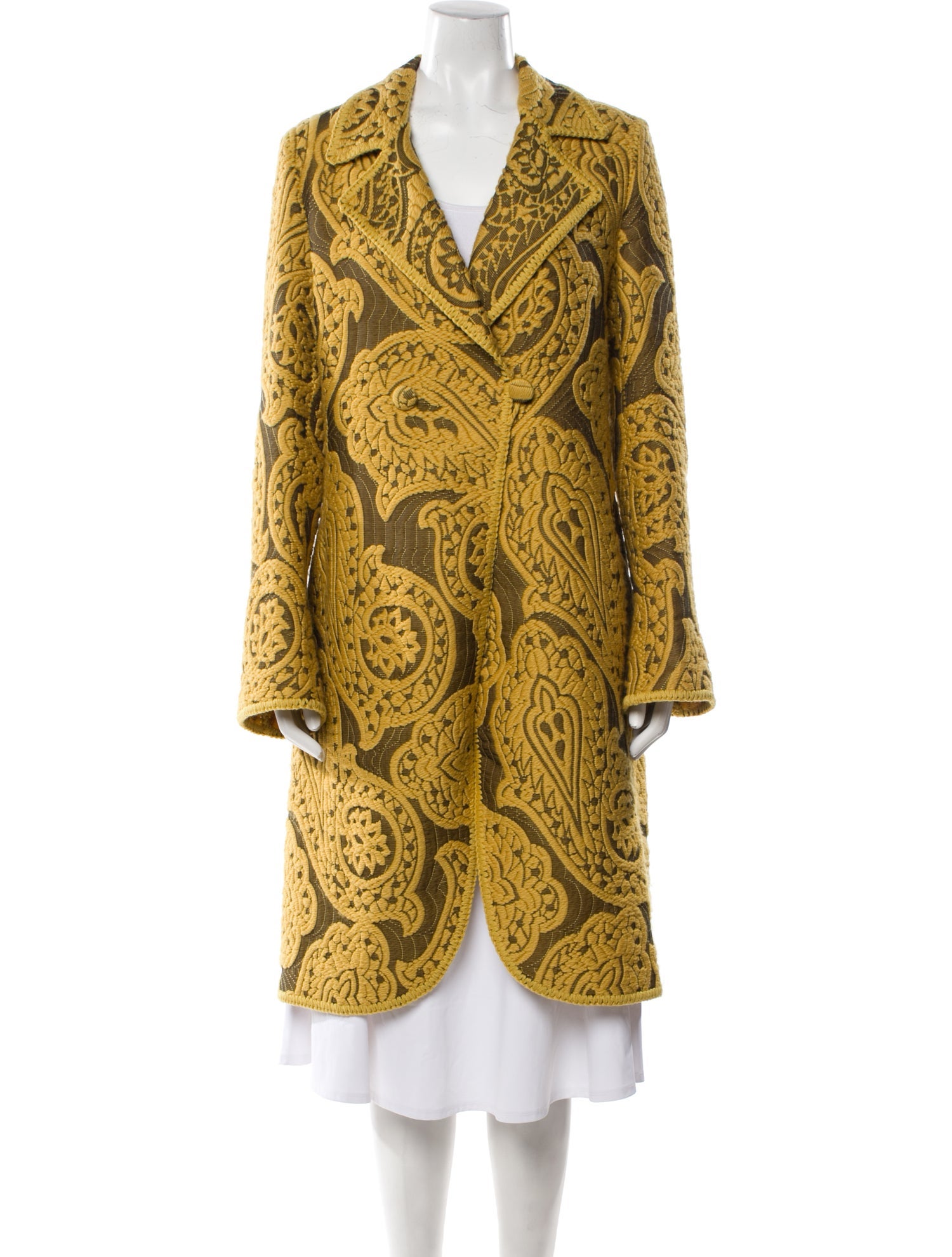 Brioni Wool Printed Faux Fur Coat