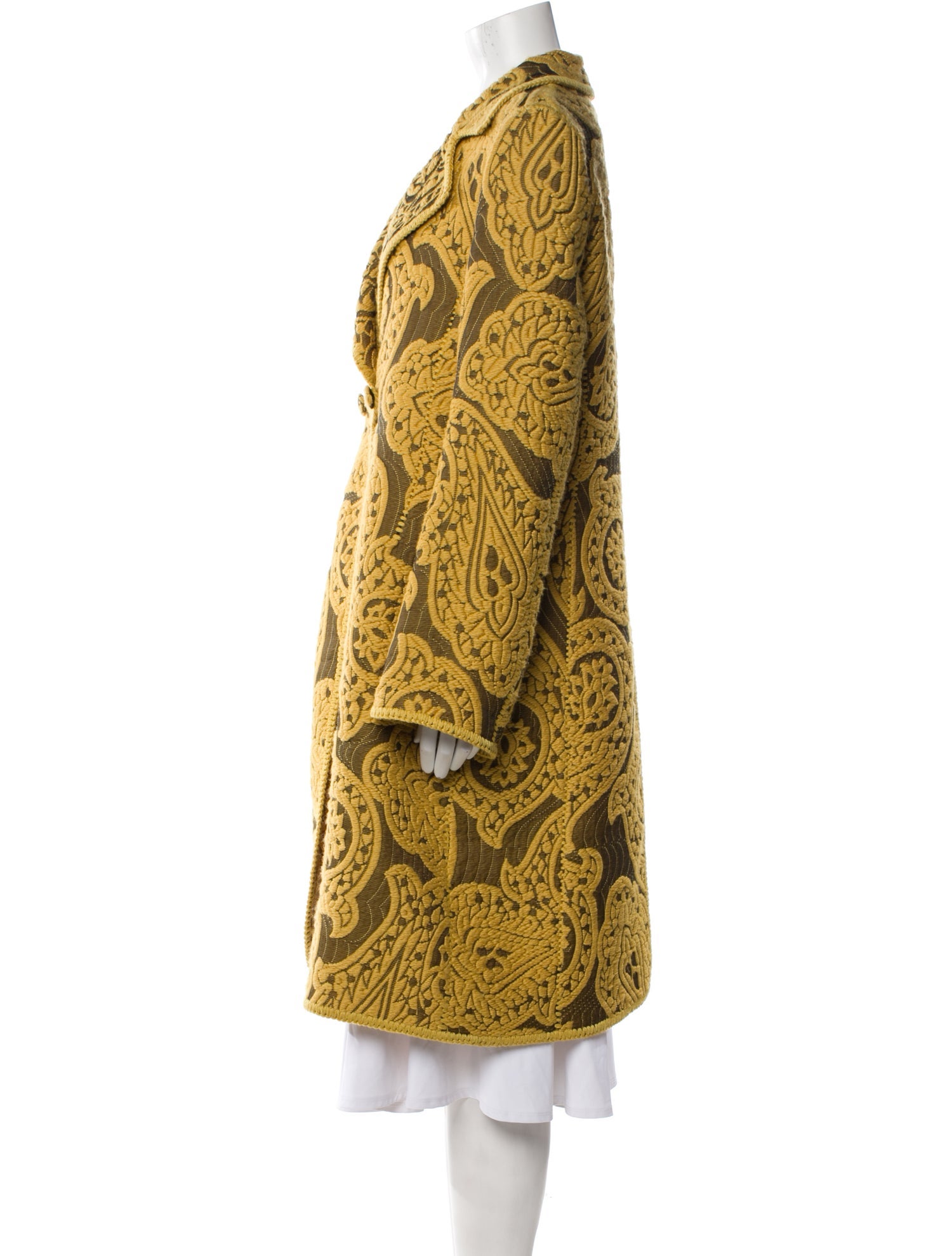 Brioni Wool Printed Faux Fur Coat