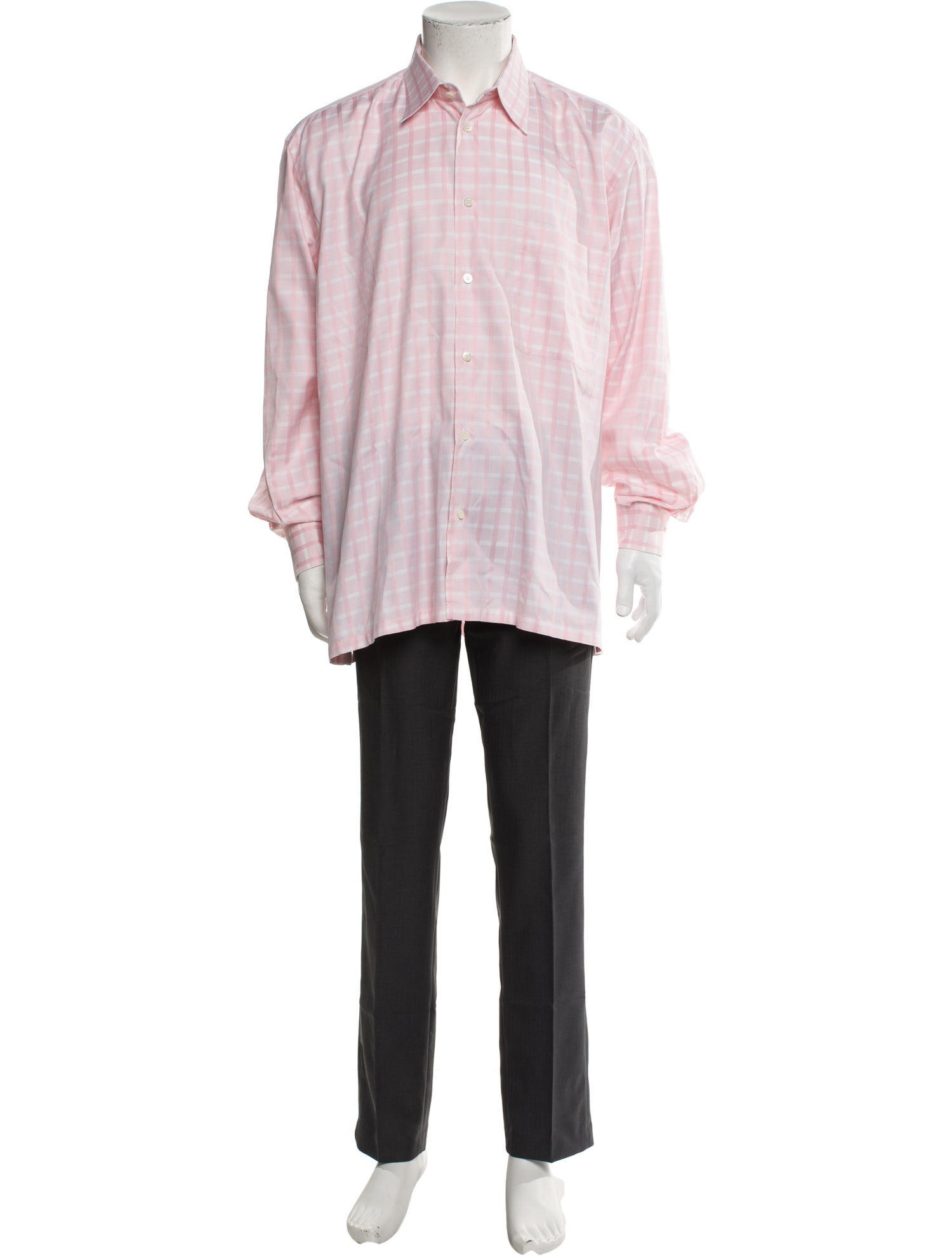Brioni Plaid Print Long Sleeve Dress Shirt
