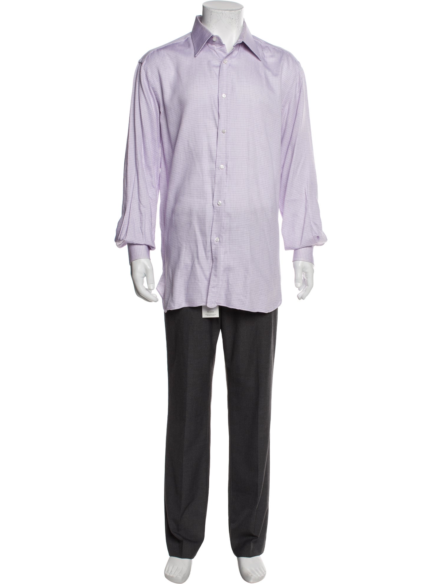 Brioni Plaid Print Long Sleeve Dress Shirt