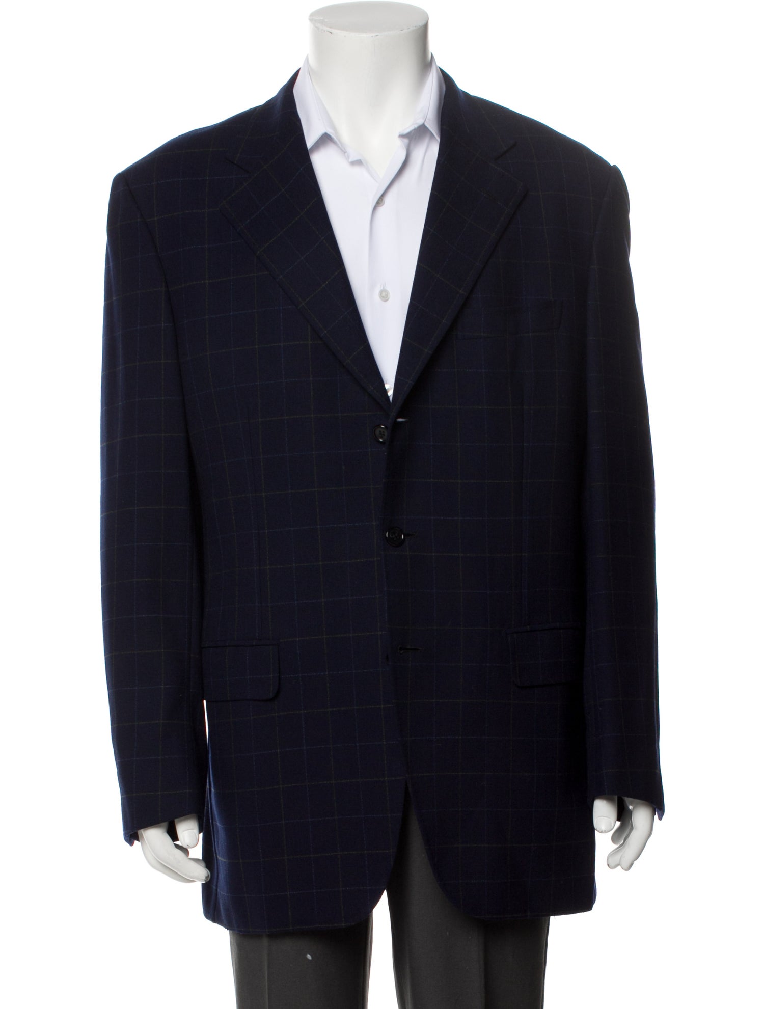 Brioni Wool Plaid Print Blazer