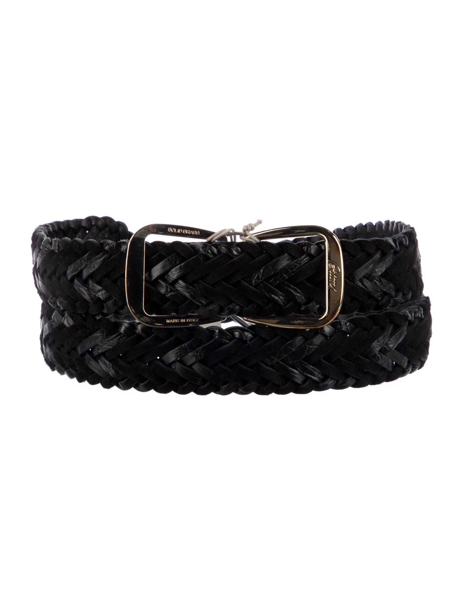 Brioni Leather Braided Accents Waist Belt