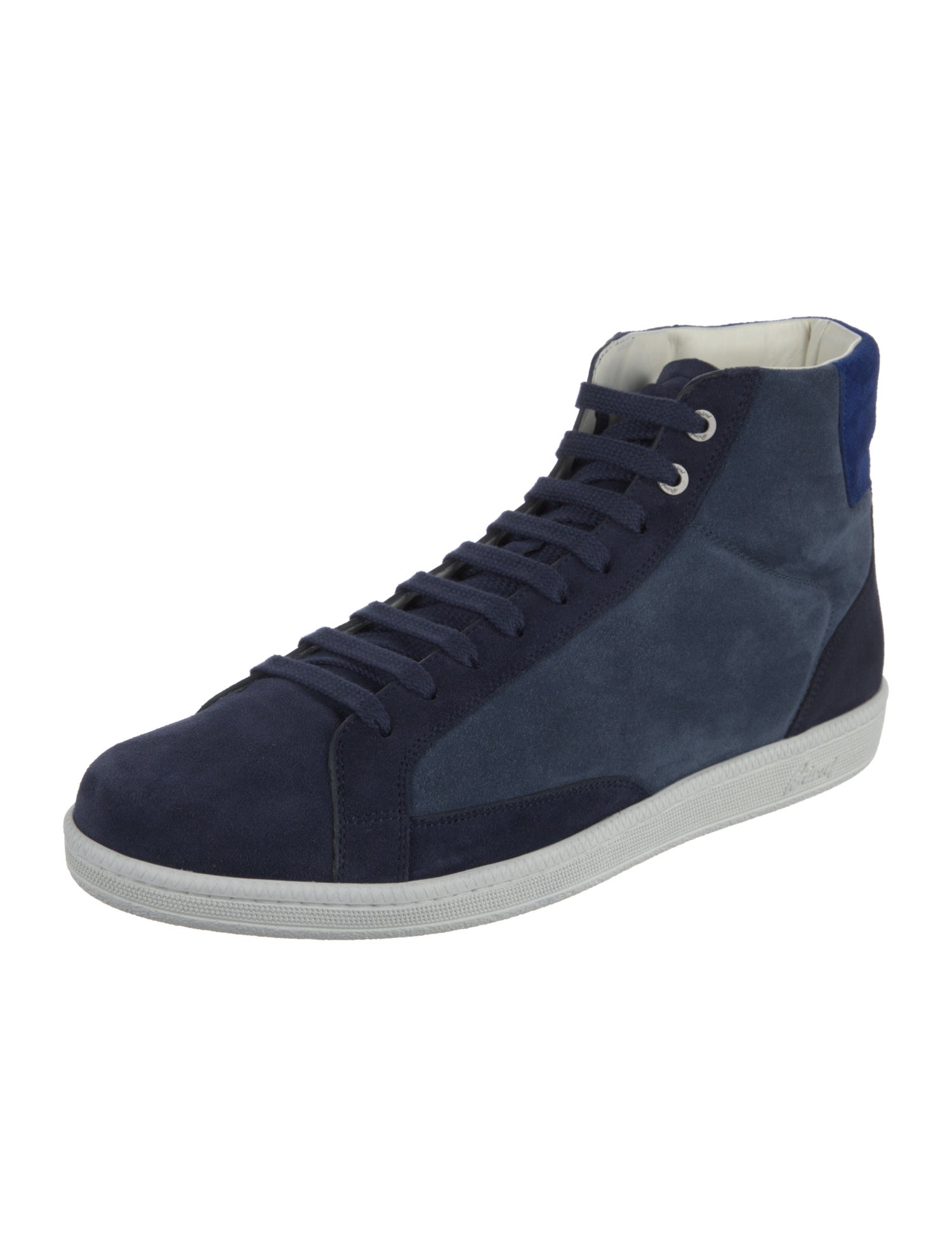 Brioni Suede Colorblock Pattern Sneakers