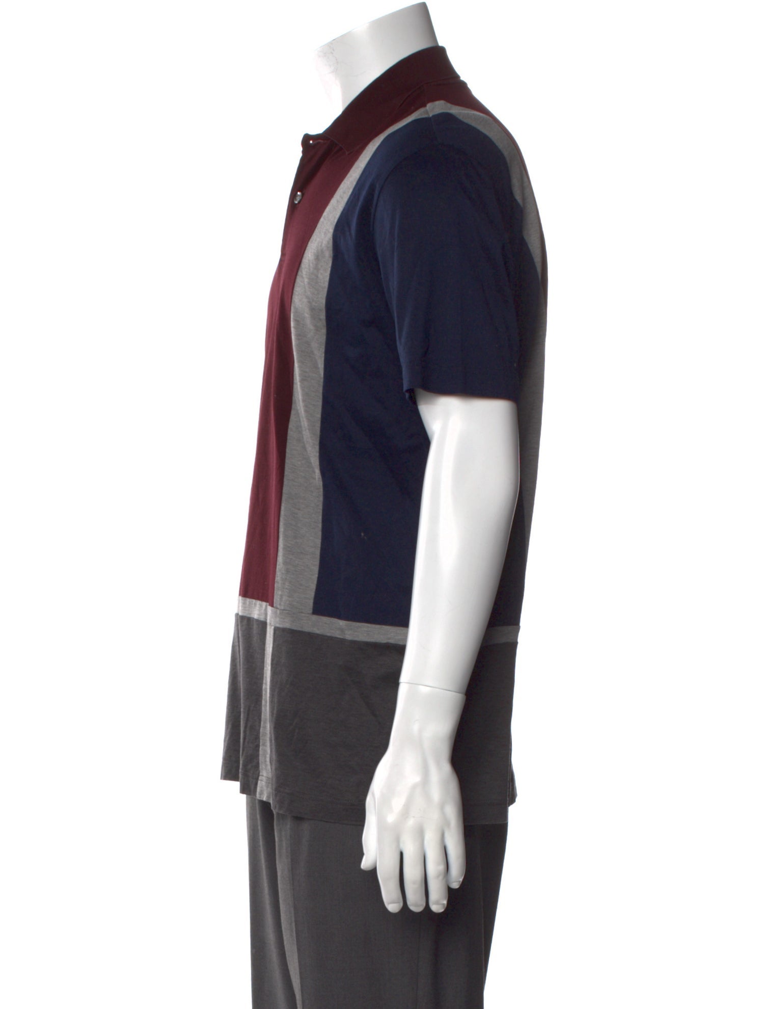 Brioni Colorblock Pattern Collar Polo Shirt