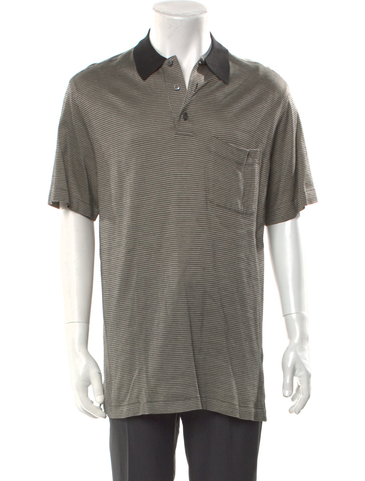 Brioni Striped Collar Polo Shirt
