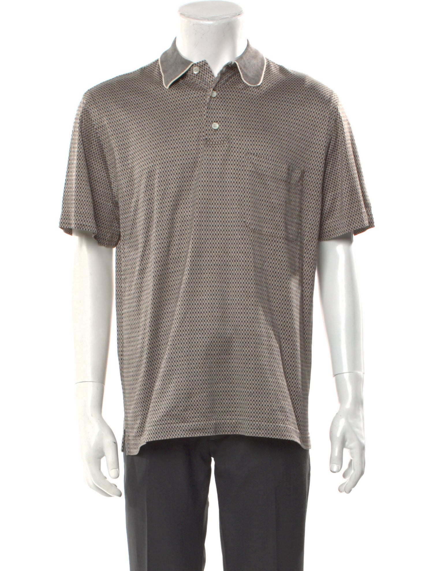 Brioni Striped Collar Polo Shirt