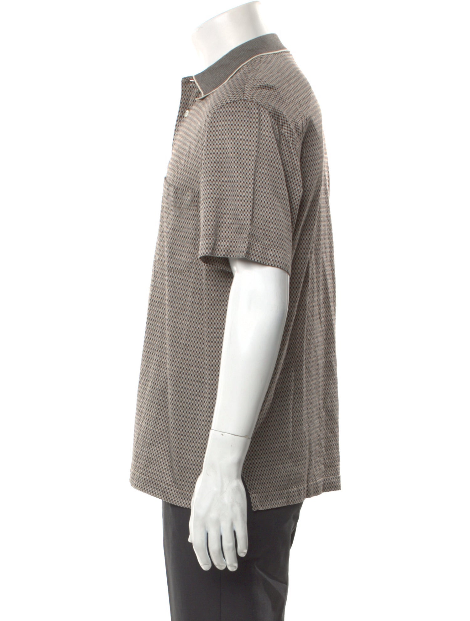 Brioni Striped Collar Polo Shirt