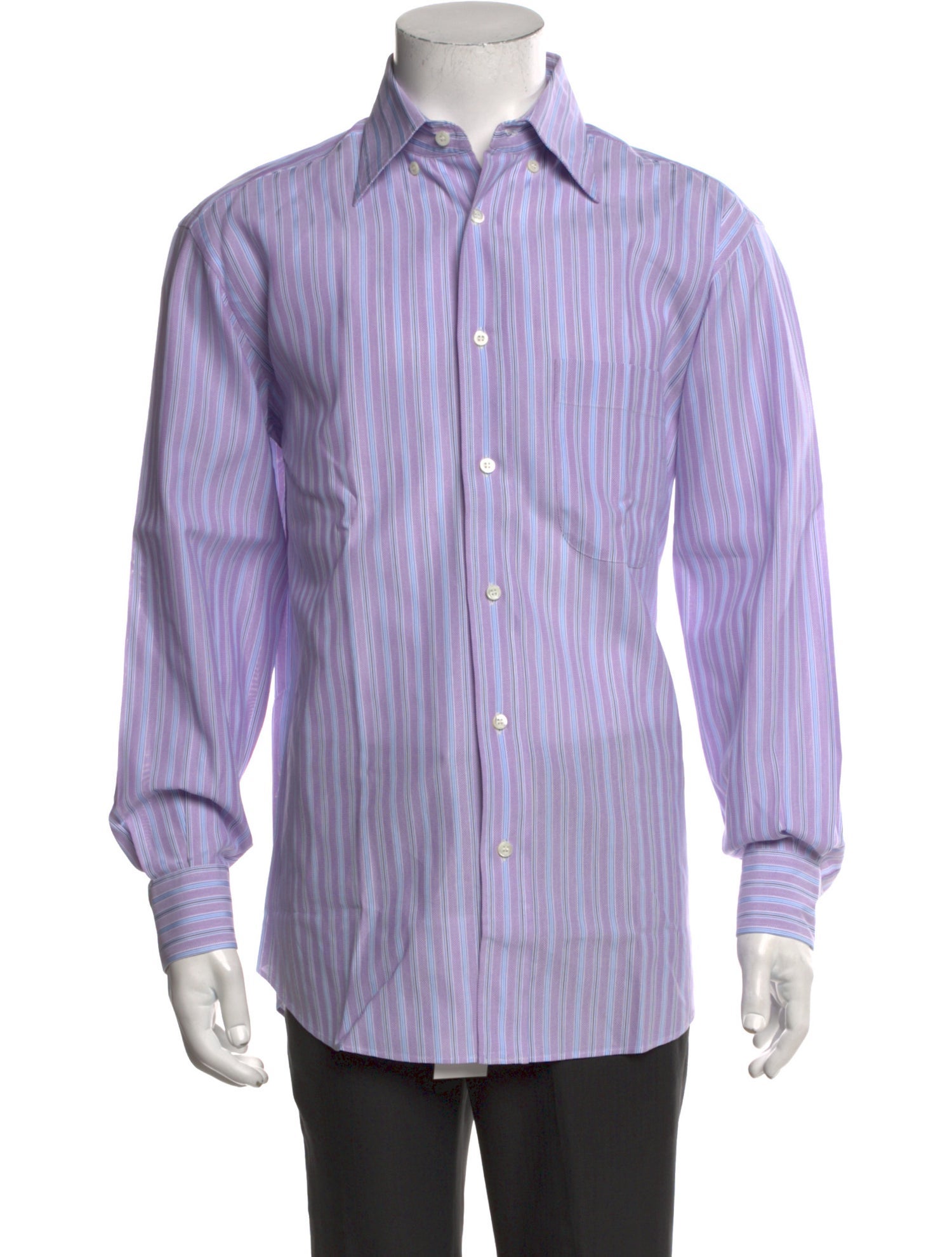 Brioni Striped Long Sleeve Dress Shirt