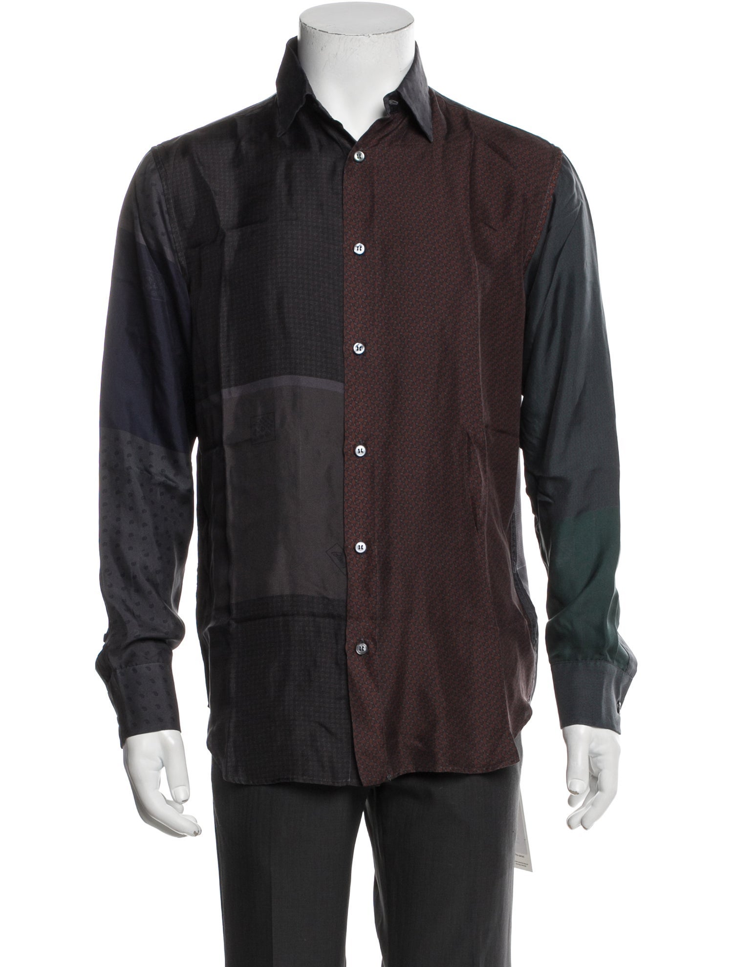 Brioni Silk Printed Dress Shirt