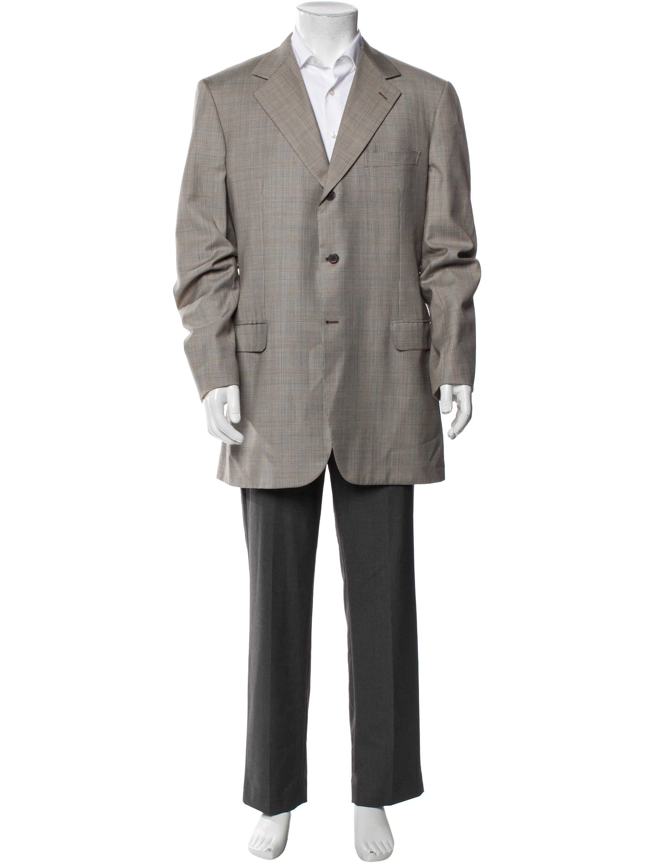 Brioni Wool Plaid Print Blazer