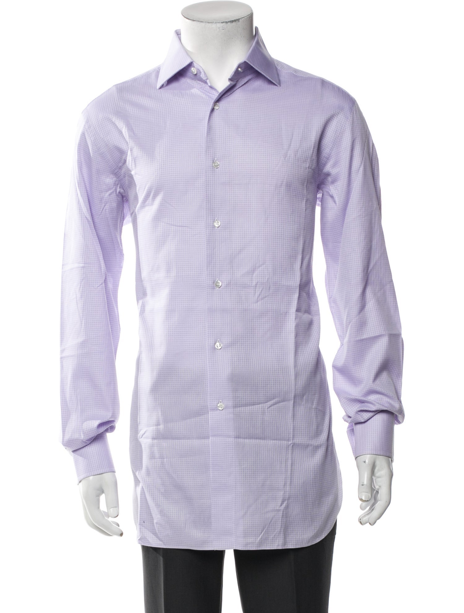 Brioni Plaid Print Long Sleeve Dress Shirt