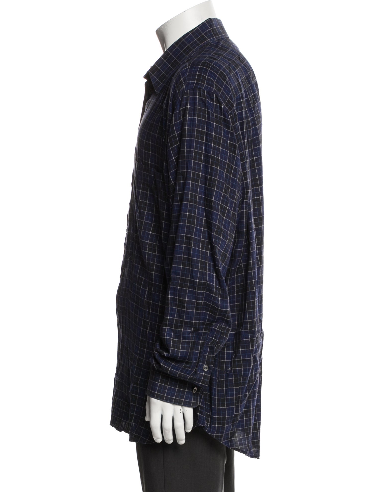 Brioni Plaid Print Long Sleeve Dress Shirt