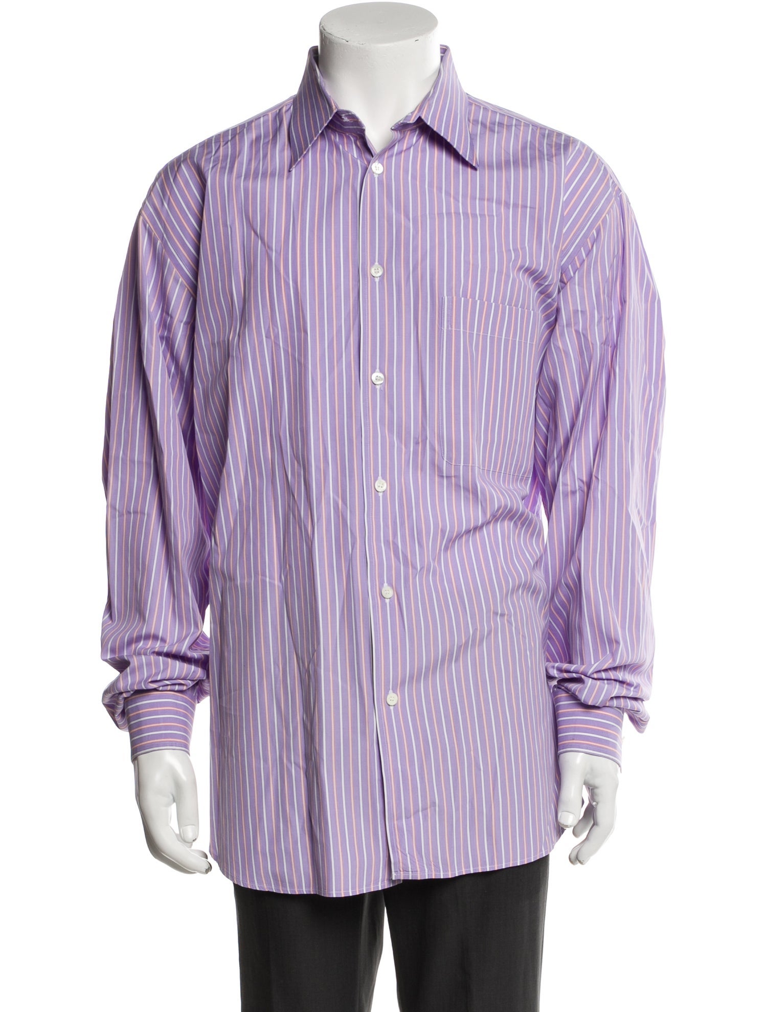 Brioni Striped Long Sleeve Dress Shirt