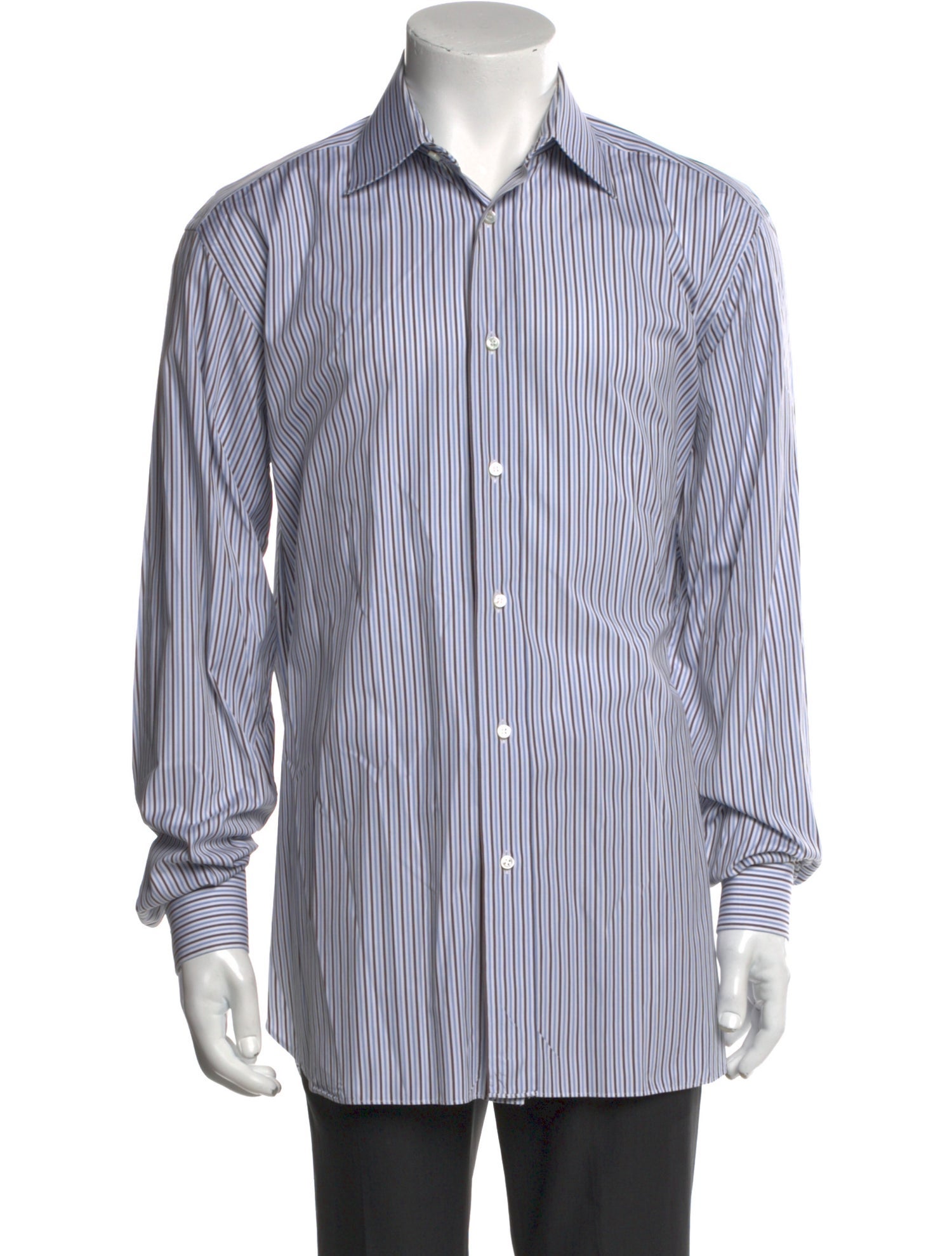 Brioni Striped Long Sleeve Dress Shirt