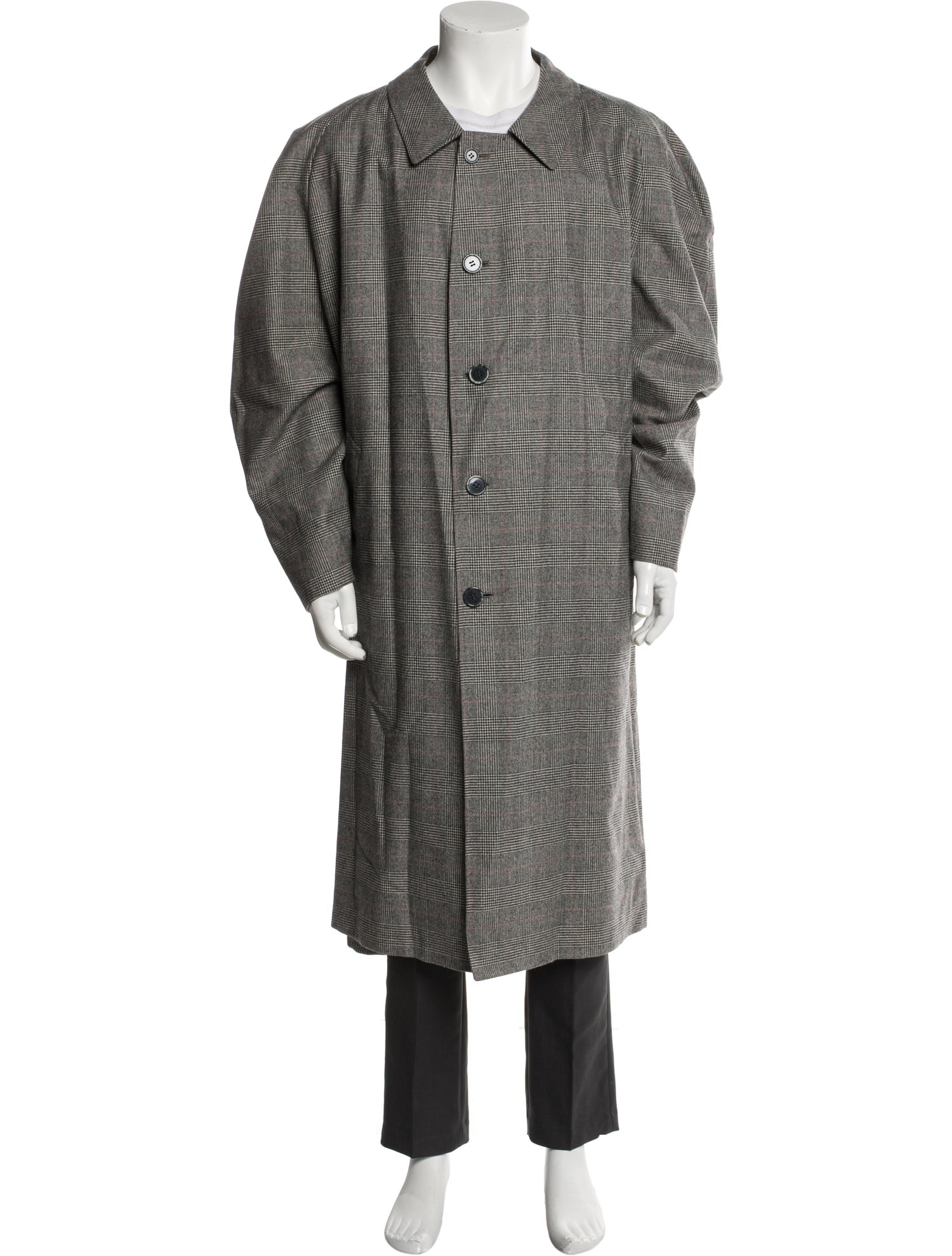 Brioni Plaid Print Trench Coat