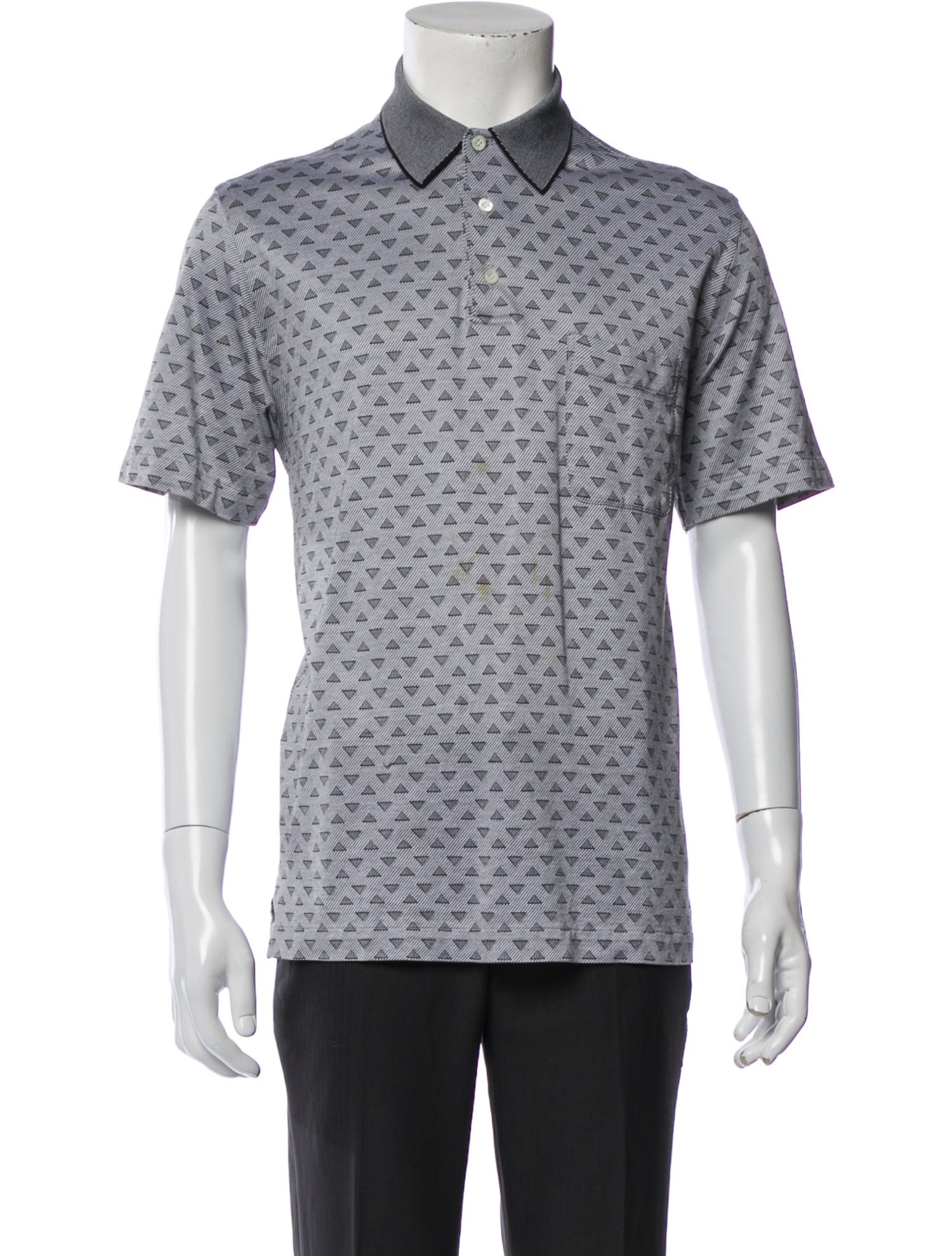 Brioni Printed V-Neck Polo Shirt