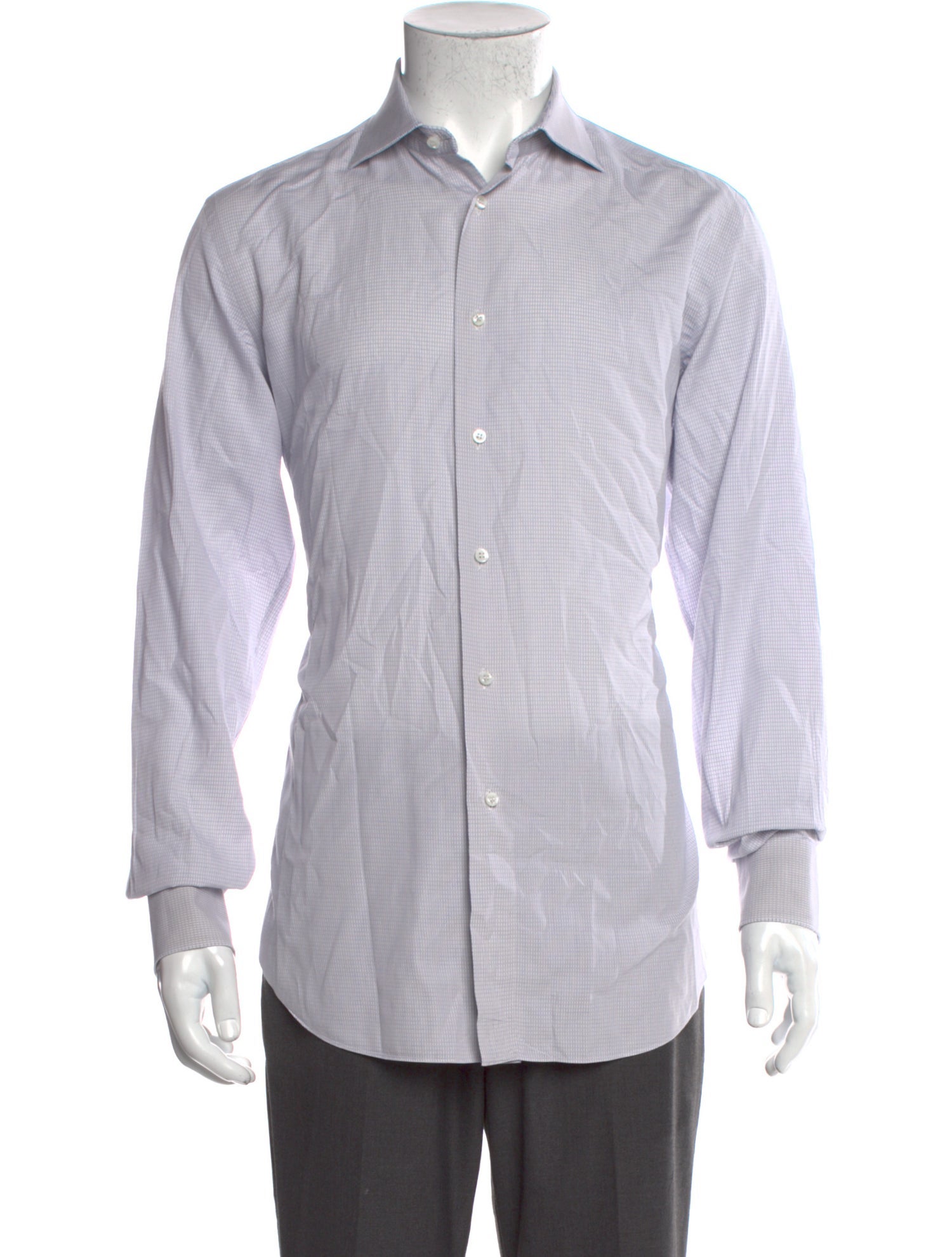 Brioni Plaid Print Long Sleeve Dress Shirt