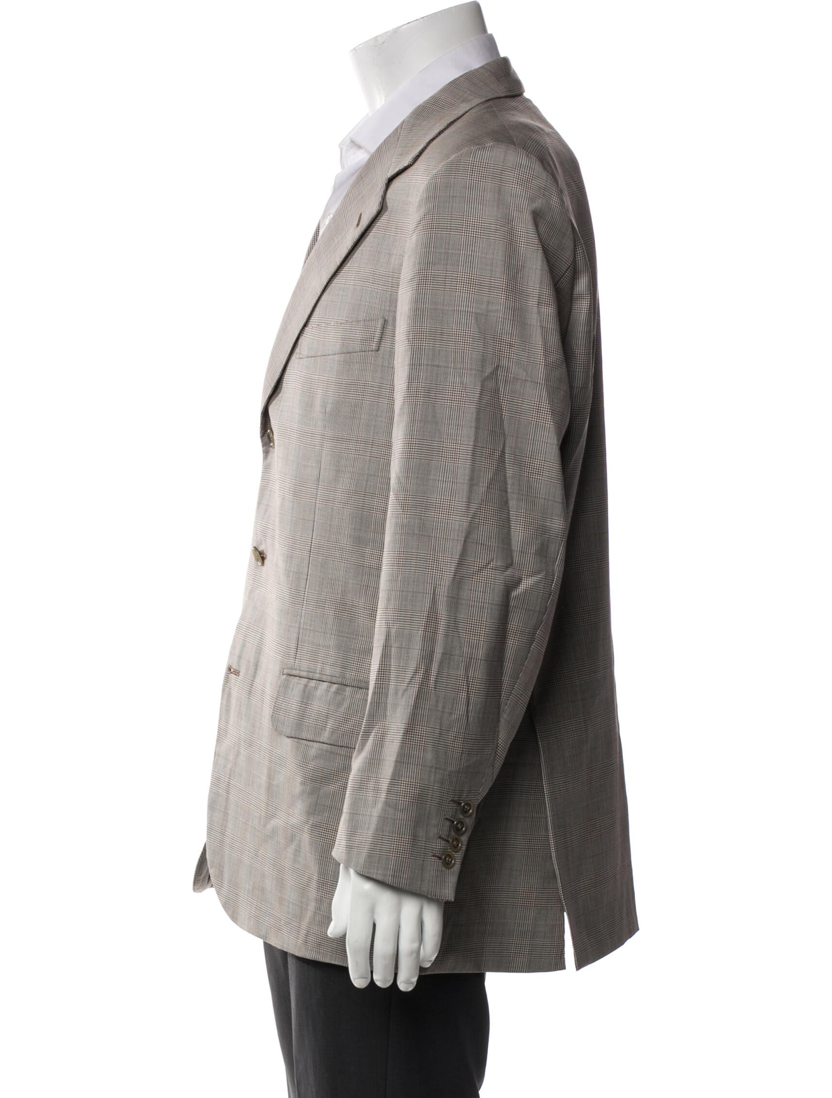 Brioni Wool Plaid Print Blazer