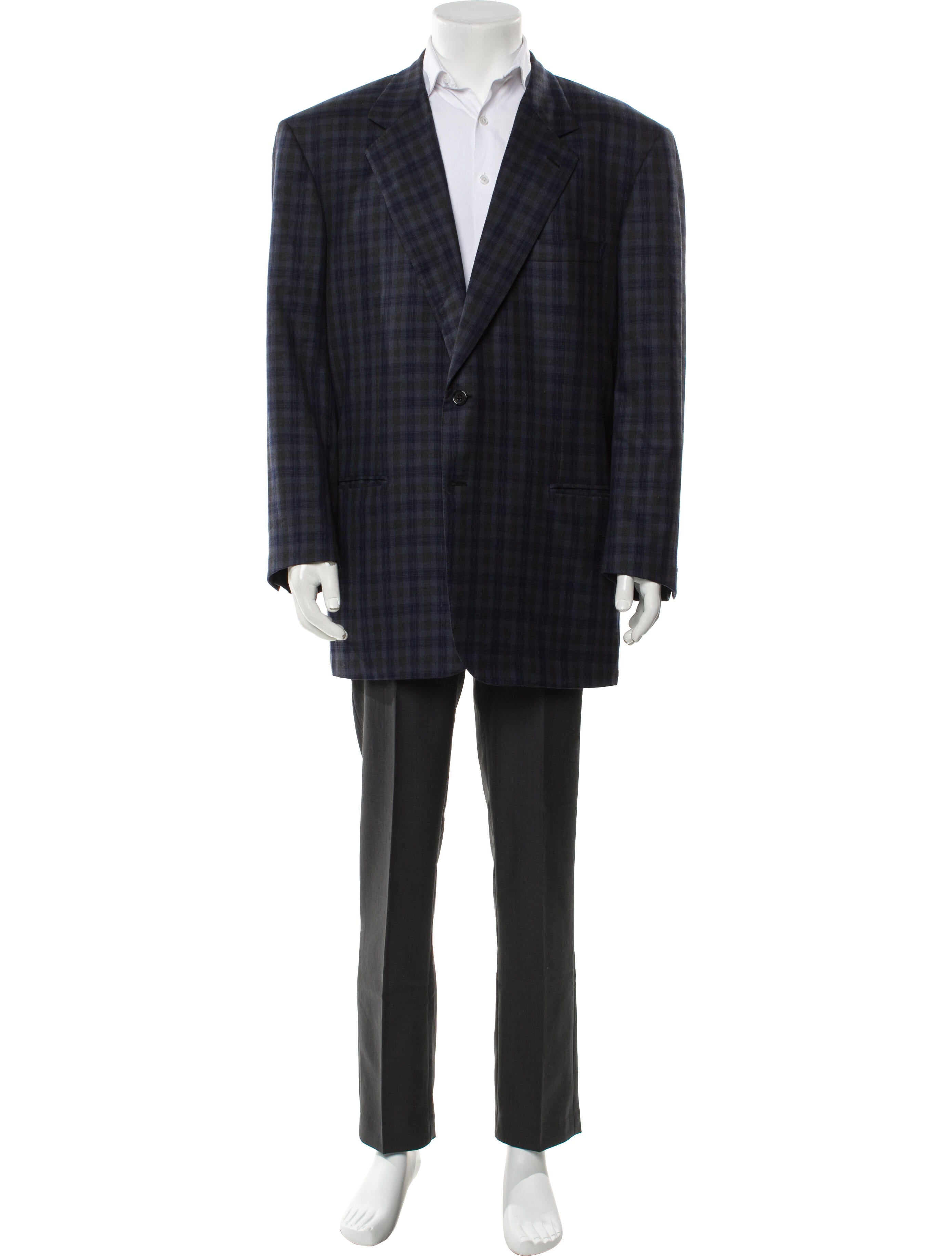 Brioni Wool Plaid Print Overcoat