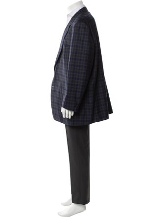 Brioni Wool Plaid Print Overcoat
