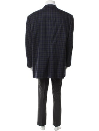 Brioni Wool Plaid Print Overcoat