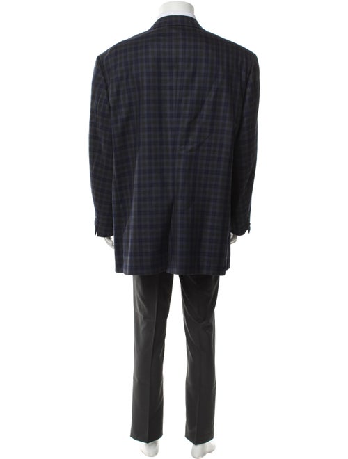 Brioni Wool Plaid Print Overcoat