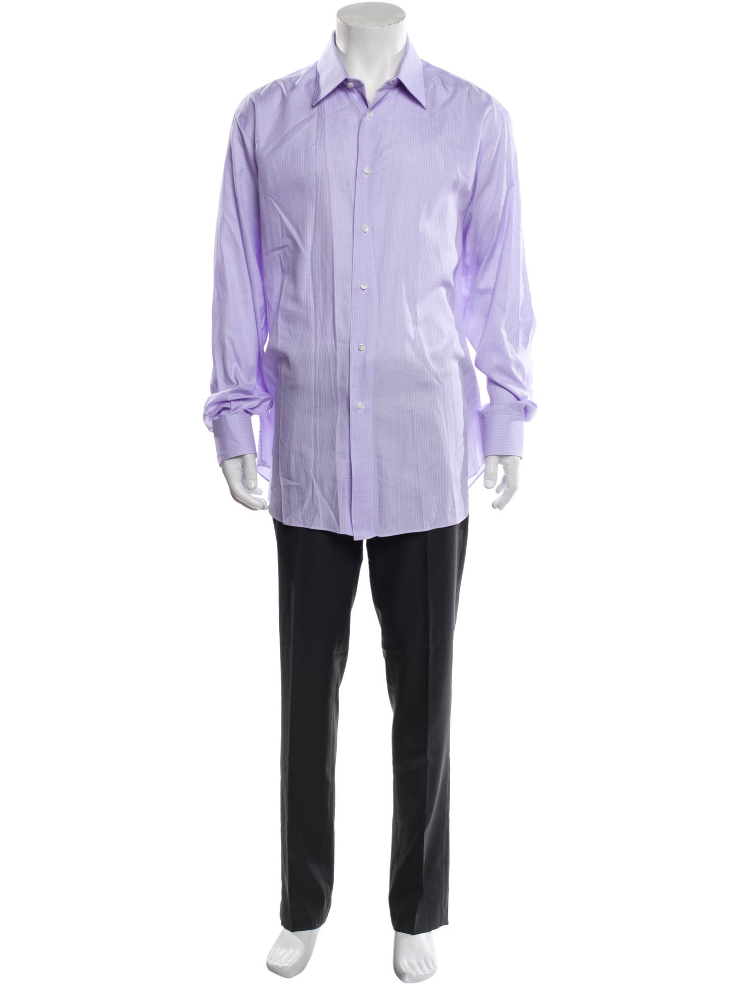 Brioni Plaid Print Long Sleeve Dress Shirt