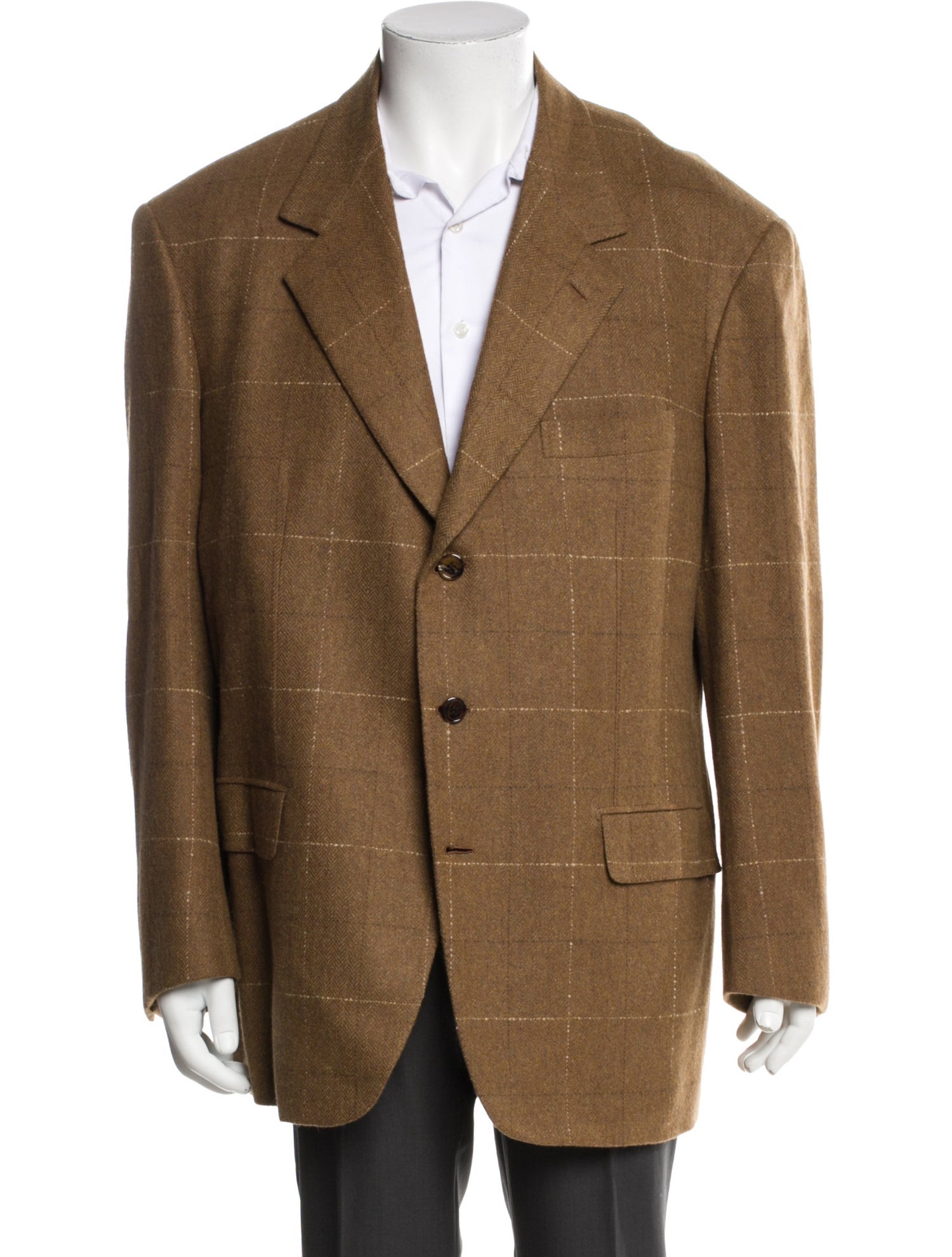 Brioni Cashmere Plaid Print Blazer