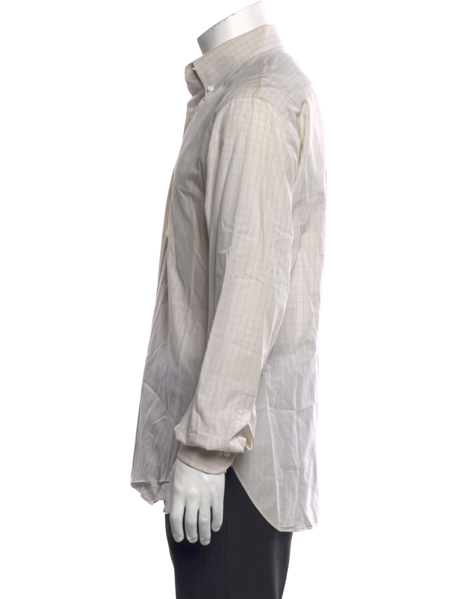 Brioni Plaid Print Long Sleeve Dress Shirt