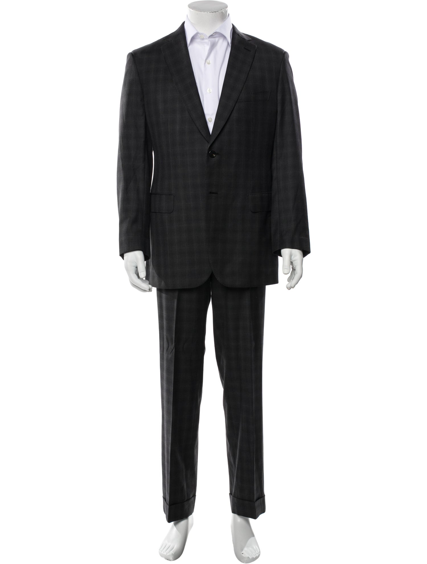 Brioni Wool Plaid Print Two-Piece Suit