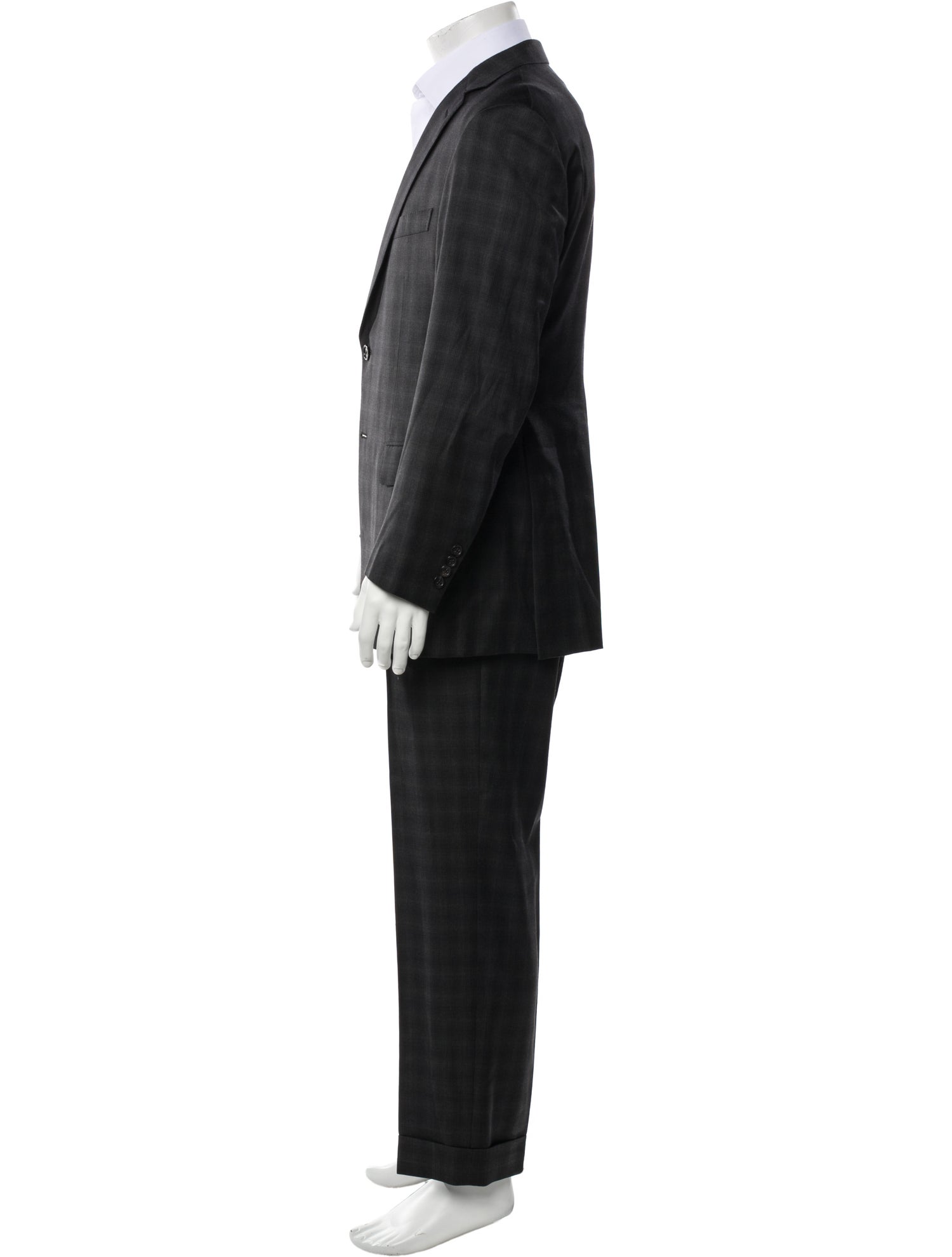 Brioni Wool Plaid Print Two-Piece Suit