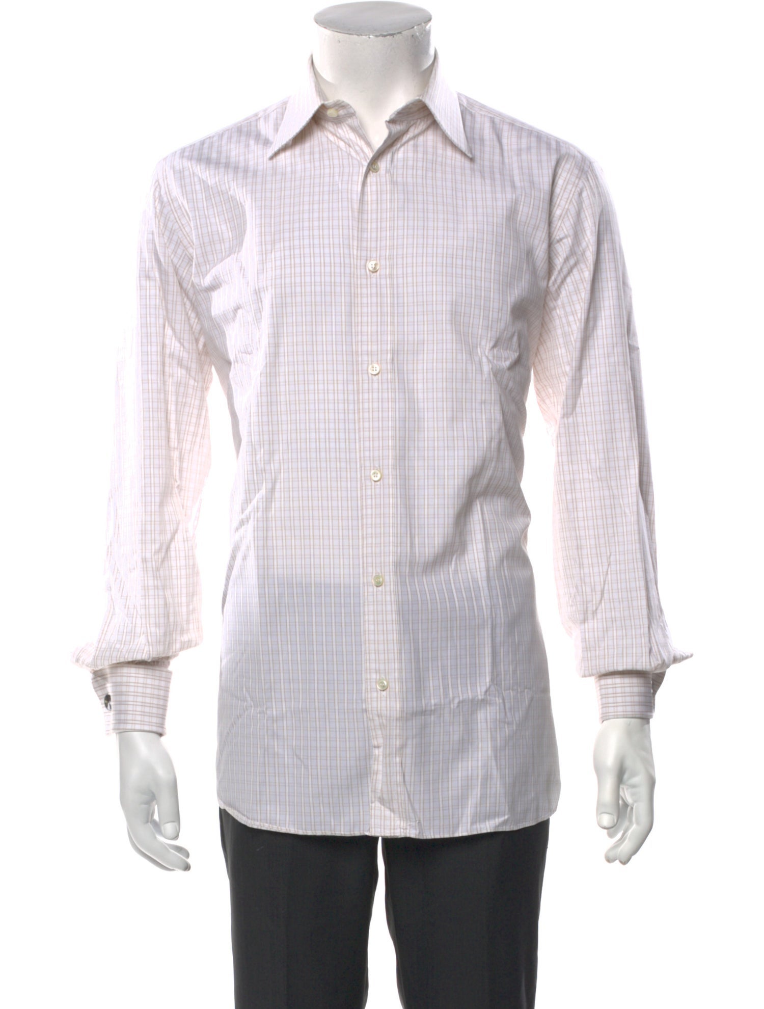 Brioni Plaid Print Long Sleeve Dress Shirt