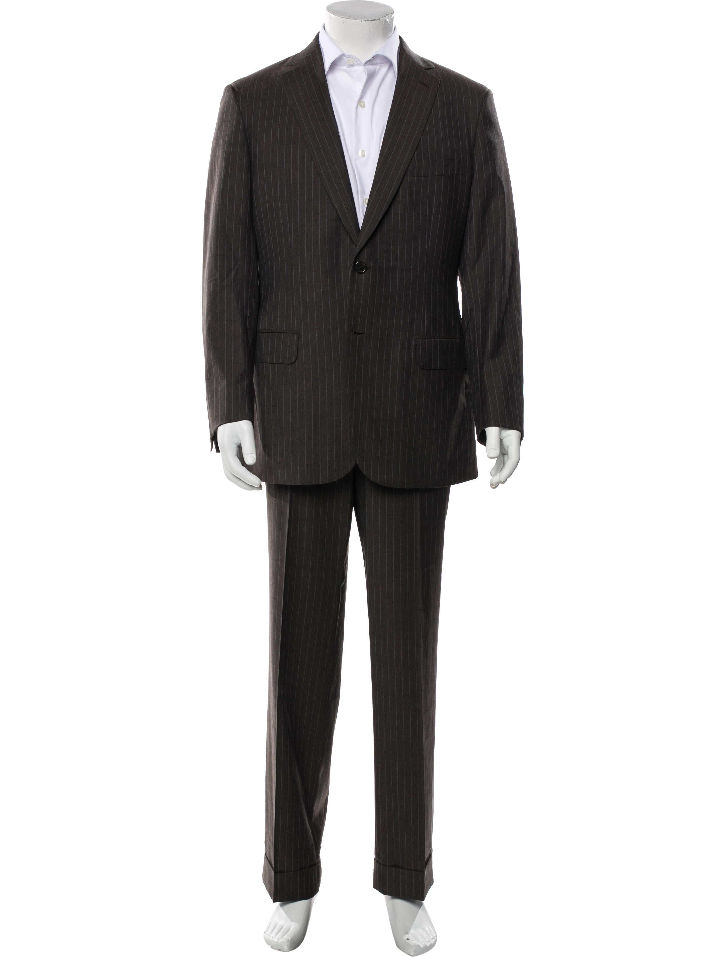 Brioni Wool Striped Two-Piece Suit Vest